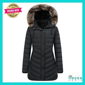 Long Winter Coat Waterproof Puffer Jacket Thickened Down Parka With Hood